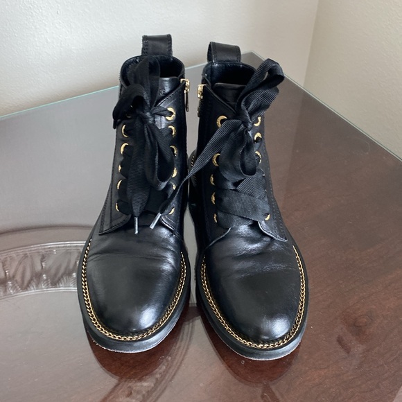 Zadig & Voltaire Laureen Chain Welt Smooth Boot in Noir Gold - Picture 8 of 14